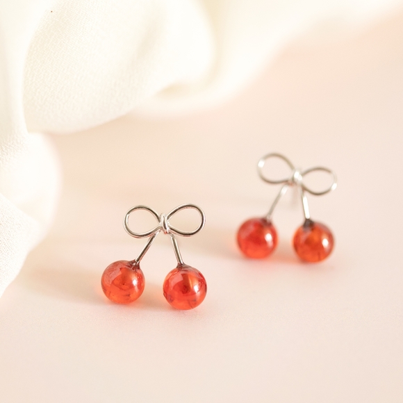 Cherry Drop Studs (S925) - Picture 4 of 7